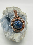 Kyanite Orgonite Wire Wrapped Copper and Silver Pendant
