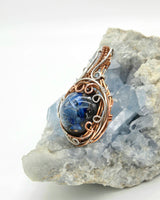Kyanite Orgonite Wire Wrapped Copper and Silver Pendant