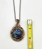 Kyanite Orgonite Wire Wrapped Copper and Silver Pendant
