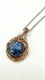 Kyanite Orgonite Wire Wrapped Copper and Silver Pendant