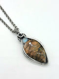 Labradorite and Moonstone In Sterling Silver Wire Wrapped Pendant