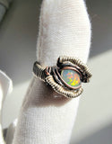 Size 6.5 Ethiopian Opal Copper and Argentium Silver Ring