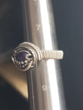 Size 8 Amethyst Wire Wrapped Swirly Flowy Ring Sterling and Argentium Silvers