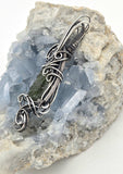 1.8g Moldavite and Aquamarine Wire Wrapped Sterling and Argentium Silvers Pendant