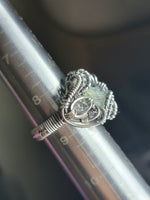 Size 8.5 Moldavite and Herkimer Diamond Sterling and Argentium Silvers Ring