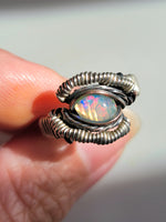 Size 6.5 Ethiopian Opal Copper and Argentium Silver Ring