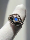 Size 6.5 Moonstone Ring Copper and Sterling Silver