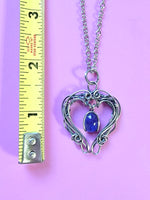 Tanzanite Dangle Heart Pendant Sterling Argentium Silvers Wire Wrapped Necklace