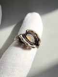 Size 6.5 Ethiopian Opal Copper and Argentium Silver Ring