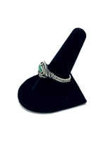 Size 10 Malachite Wire Wrapped Ring Sterling and Argentium Silvers