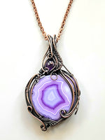 Amethyst and Purple Dyed Agate Slice in Copper