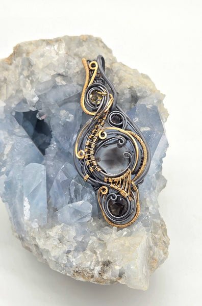 Citrine and Smoky Citrine Black and Yellow 14k Goldfill Pendant