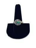 Size 10 Malachite Wire Wrapped Ring Sterling and Argentium Silvers