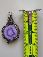 Amethyst and Purple Dyed Agate Slice in Copper