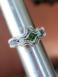 Size 9.5 Opal and Green  Tourmaline Argentium and Sterling Silver Ring