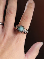 Size 7.5 Larimar Copper and Sterling Silver Wire Wrapped Ring