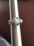 Size 7.5 Larimar Copper and Sterling Silver Wire Wrapped Ring