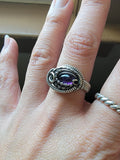 Size 8 Amethyst Wire Wrapped Swirly Flowy Ring Sterling and Argentium Silvers