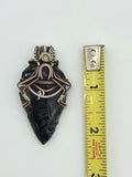 Black Obsidian Carved Arrowhead With Amethyst and Opal