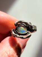 Size 6.5 Ethiopian Opal Copper and Argentium Silver Ring