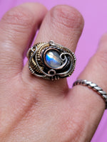 Size 6.5 Rainbow Moonstone Ring Heady Style Mixed Metals