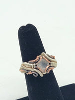 Size 6 Rose Quartz Copper and Argentium Silver Ring