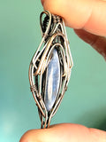 Kyanite in Copper and Argentium Silver Symmetrical Wire Wrap