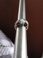 Size 7.5 Larimar Copper and Sterling Silver Wire Wrapped Ring