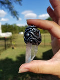 Quartz point and elite shungite polymer clay pendant