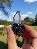 Quartz point and elite shungite polymer clay pendant