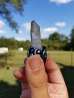 Quartz point and elite shungite polymer clay pendant