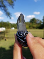 Quartz point and elite shungite polymer clay pendant