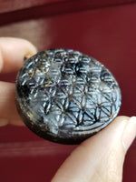 Amethyst Rose Quartz Smoky Quartz 3d Flower of Life Orgone Pendant