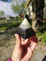 Small Glow Cap Selenite and Quartz Orgone Pyramid