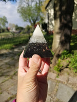 Small Glow Cap Selenite and Quartz Orgone Pyramid