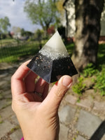 Small Glow Cap Selenite and Quartz Orgone Pyramid