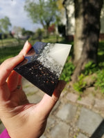 Small Glow Cap Selenite and Quartz Orgone Pyramid