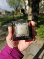 Small Glow Cap Selenite and Quartz Orgone Pyramid