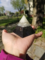 Small Glow Cap Selenite and Quartz Orgone Pyramid