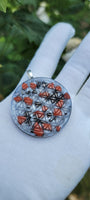Red Jasper Shungite 3D Flower of Life Orgonite Pendant EMF Protection