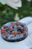 Red Jasper Shungite 3D Flower of Life Orgonite Pendant EMF Protection