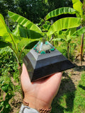 Moldavite and Malachite Seed of Life Orgonite Mediation Pyramid
