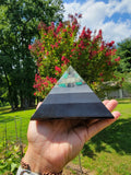 Moldavite and Malachite Seed of Life Orgonite Mediation Pyramid