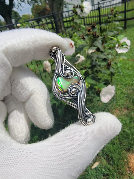 Ethiopian Opal in Sterling Silver Pendant Necklace