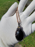Opal and Obsidian in Copper Wire Wrapped Pendant