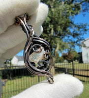 Topaz Crystal Copper Wire Wrapped Pendant