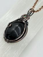 Opal and Obsidian in Copper Wire Wrapped Pendant