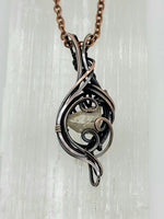 Topaz Crystal Copper Wire Wrapped Pendant