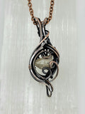 Topaz Crystal Copper Wire Wrapped Pendant