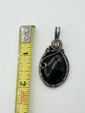 Opal and Obsidian in Copper Wire Wrapped Pendant